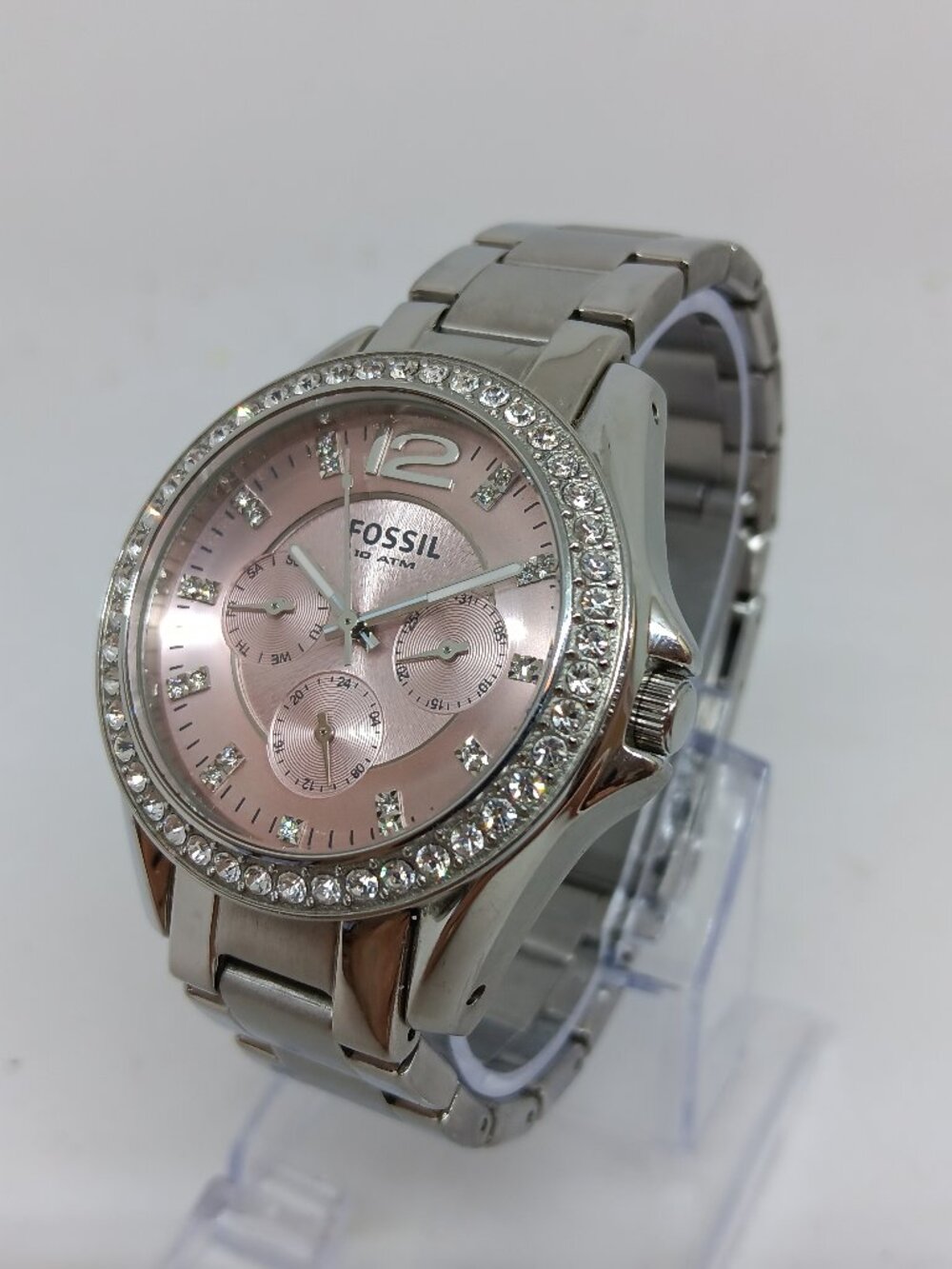 Fossil ES2251 Women’s 37mm Crystal Accent Multifunction S/Steel Watch NEW BATT